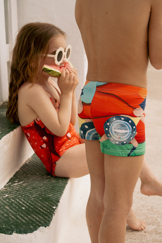 Bañador infantil “Gladius el Supergladiador” | Short ecológico, cómodo y con diseño exclusivo | Mimath